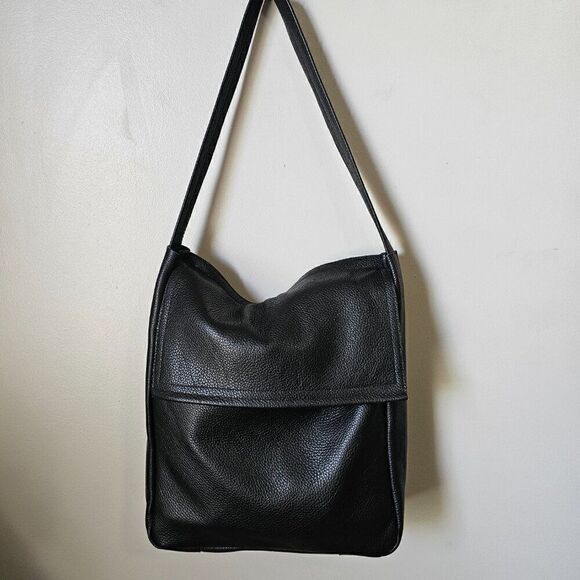 EUC LIKE NEW FOKS FORM BLACK SOFT GENUINE LEATHER TOTE LARGE - Picture 1 of 16